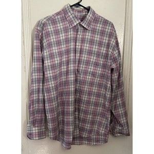 Alan Flusser Men's Plaid Dress Shirt Long Sleeve Button Down 100% Cotton